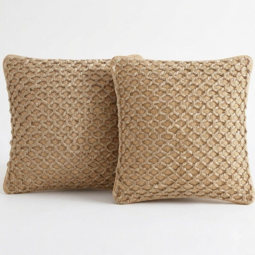 Boho Living Jada 20 x 20 Beige 2-Pack Decorative Throw Pillows